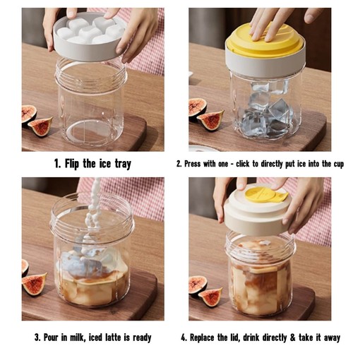 Portable One Ice Coffee Cup With Ice Tray Set Reusable Leakproof Kitchen - Picture 12 of 13