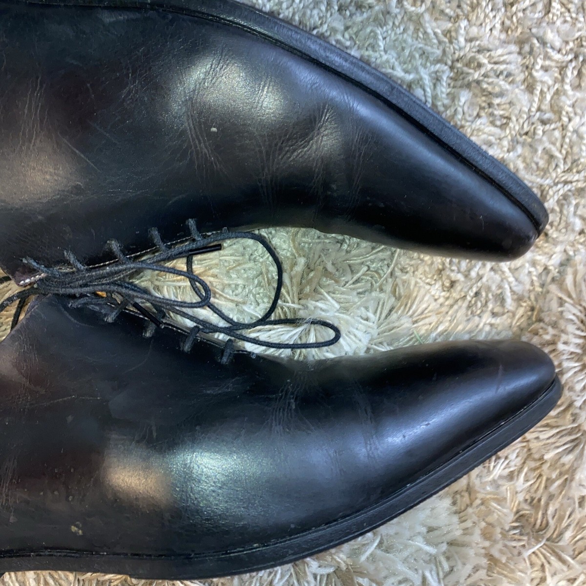 SANTONI Fatte a Mano (Highest Line) Handmade Black Captoe Oxfords
