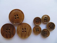 Vintage Unisex Rimmed 4-Hole Corozo Brown Coat Dress Replacement Buttons-15/25mm