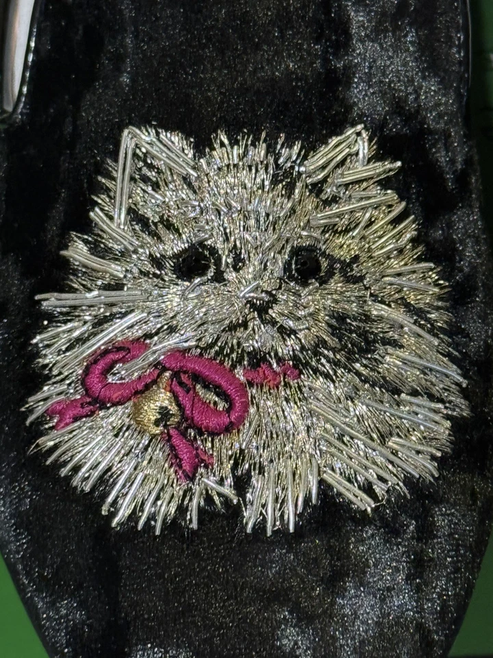 Mocassim Kate Spade Cat Whiskers preto camurça bordado - Tamanho 9.5 - Novo na caixa - Imagem 3 de 4