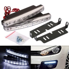 TUNING AUTO KIT Luci Diurne 8 Led Universali 12V Bianco Ghiaccio 6000K DRL