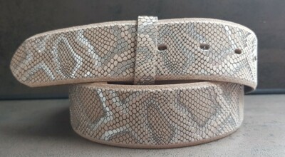   umjuBELT Gürtel Nobel Boa silver silber beige Echtleder extra weich Größe 95