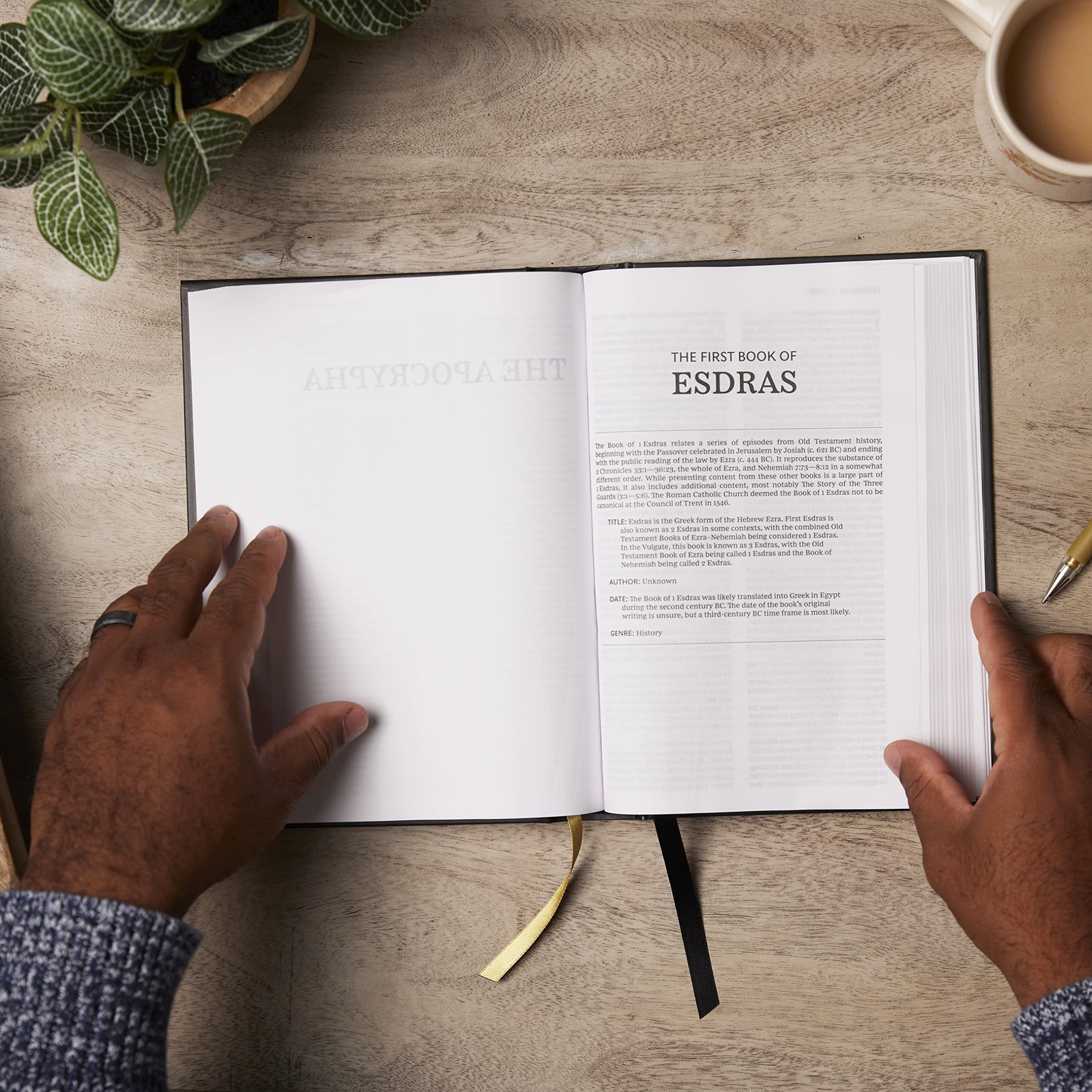 KJV, CenterColumn Reference Bible with Apocrypha, Leathersoft, Black