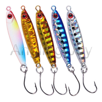 5 PCS 5 g Small Jig Lead Metal Fishing Lure Bait Jigging With Sharp Single  Hook | eBay