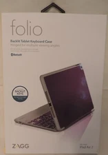 ZAGG Folio Case, Hinged with Backlit Tablet Bluetooth Keyboard for iPad Air 2