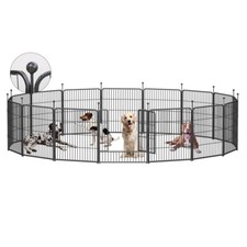 Metal Dog Playpen -32" Indoor/Outdoor Pet Fence with Door, Heavy Duty Foldable