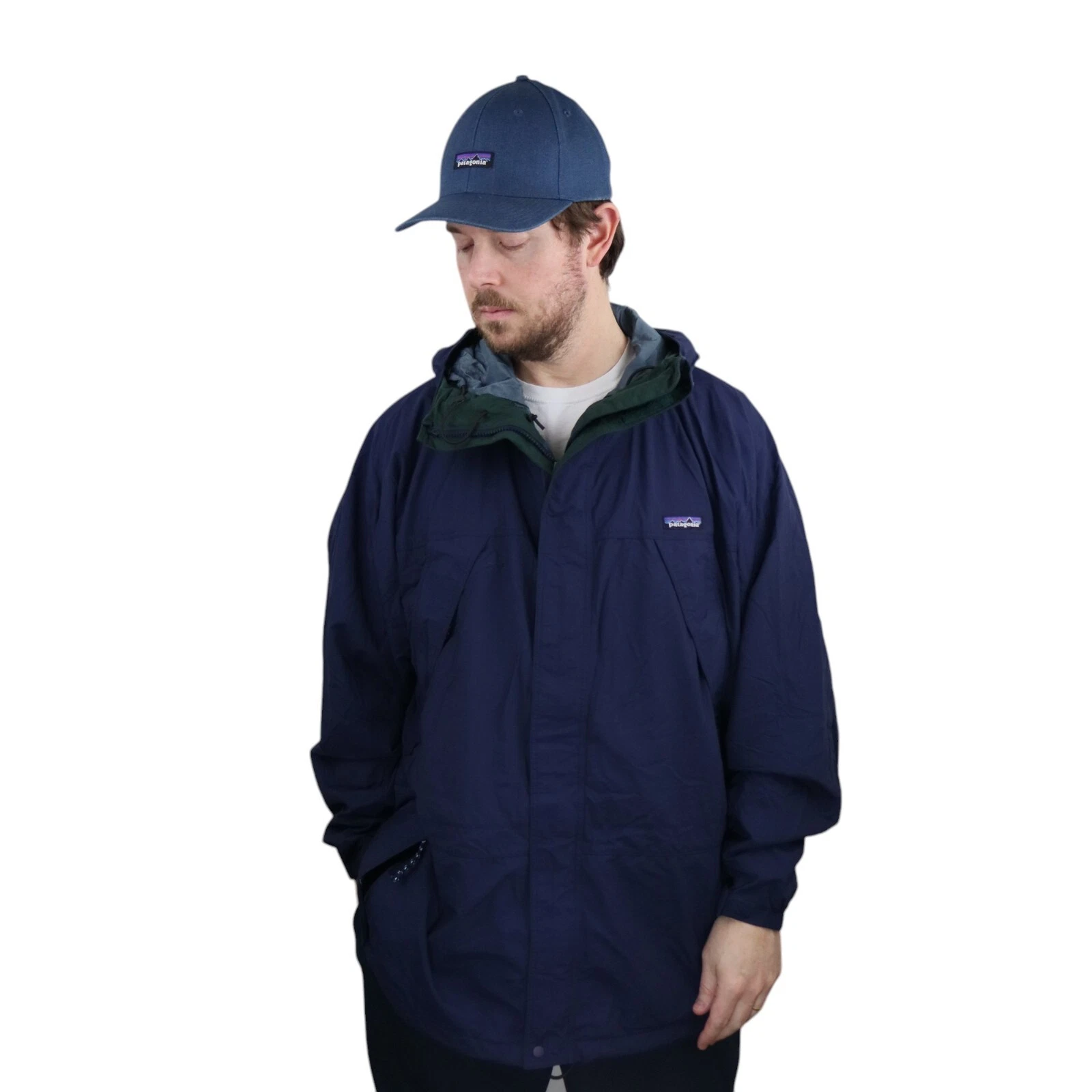 patagonia vintage 90s fishing waterproof hooded jacket
