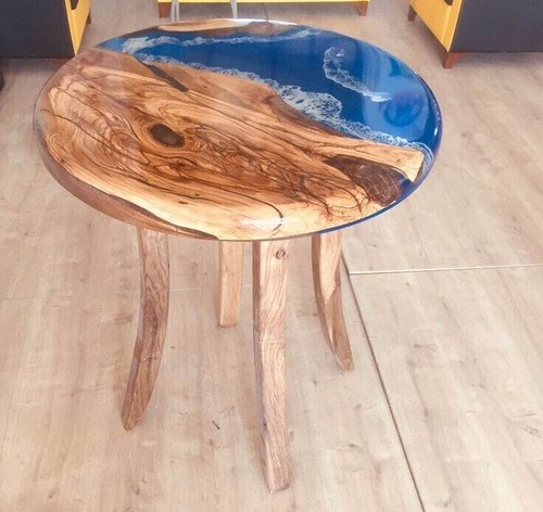 Elegant Ocean Blue Epoxy Resin Center Table River Counter Desk Furniture Decors - Picture 5 of 8