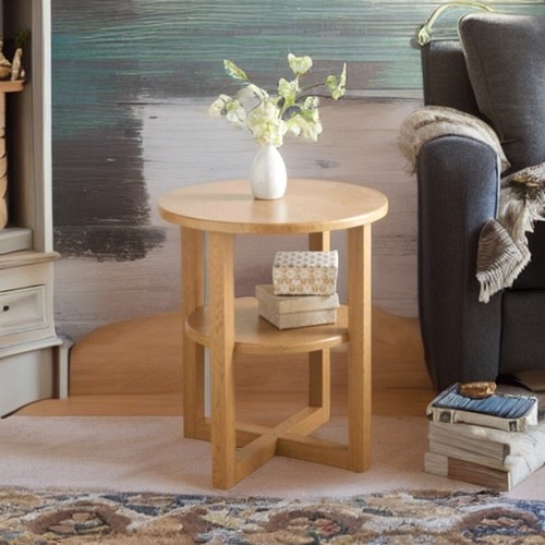 Small Oak Side Lamp Plant Coffee Table, Hallway / Room Furniture Living Room - Picture 3 of 6