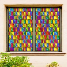 3D Yellow Square A1764 Window Film Print Sticker Cling Stained Glass UV Zoe