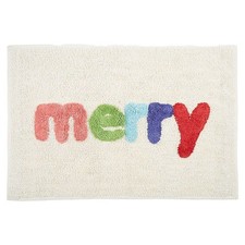 Merry Christmas Bath Rug, 20x30 Colorful Cotton Bath