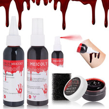 4PCS Halloween Fake Blood Makeup Kit,Special Effects SFX Makeup Set for Zombie V