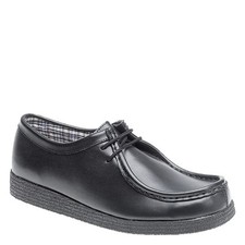 Image of Route 21 M 157 Men's Black Leather Lace Up Apron Para Shoes
