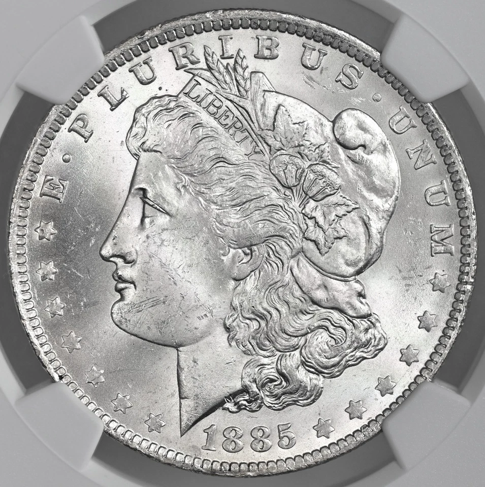 Dólar de plata Morgan 1885-O $1 "como nuevo de Nueva Orleans" NGC MS63 #8675097-015 Foto 2 de 4