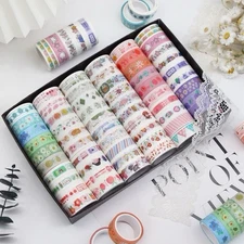 25Rolls Random Colored Kawaii Masking Writable Decorative Strips Washi Tapes