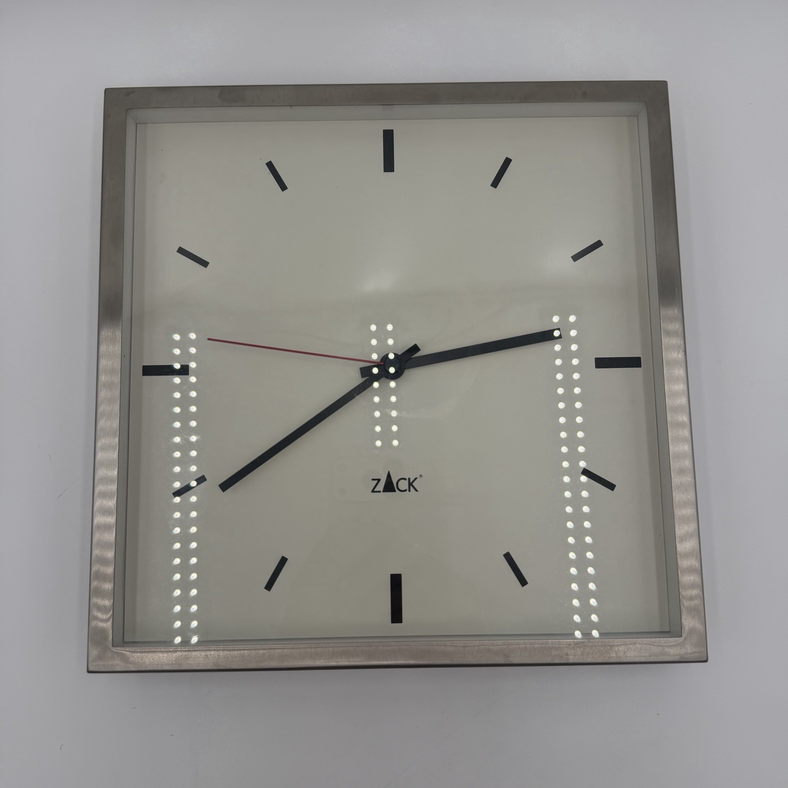 Zack Square Wall Clock Stainless Steel Glass Modern