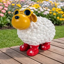 Gartenfiguren Cooles Schaf mit Sonnenbrille weiß - Tiere Deko Frühling Sommer