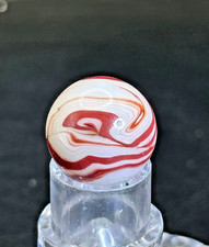 Vintage Alley Agate Swirl Marble, Oxblood/White, .64", Mint, OB15