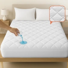 Waterproof Quilted Mattress Pad Deep Pocket Up To 16'' Luxury Breathable Topper