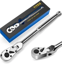 1/2" Drive Flex Head Ratchet, 72-Tooth Quick-Release, CR-V Steel, Full Chrome, S