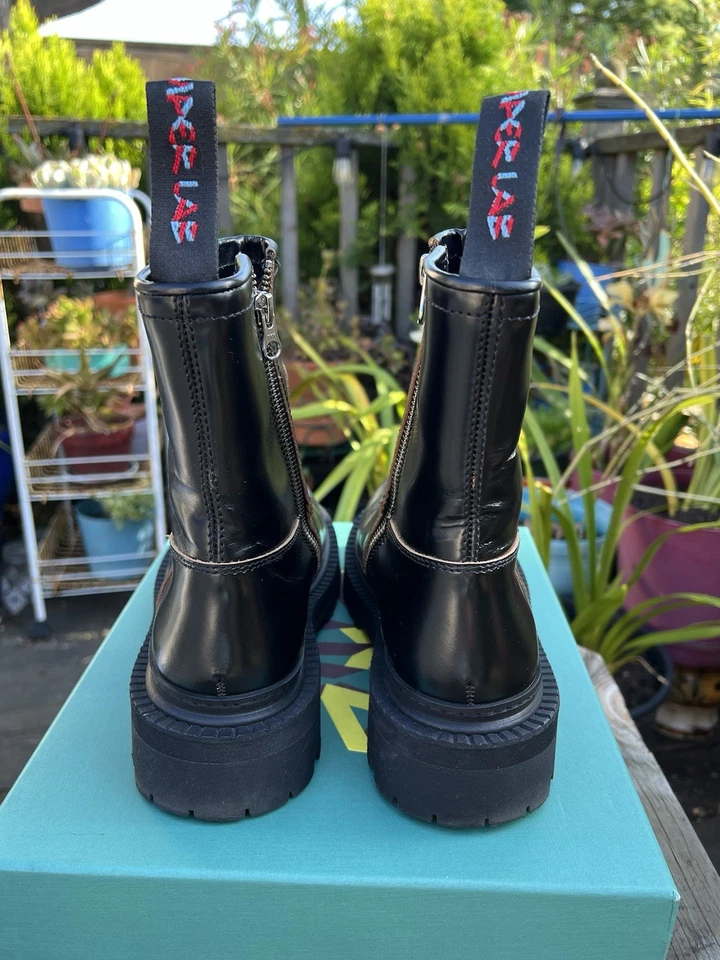 Camper Lab Mujer Botas de Cuero Negras EE. UU. 7 Eki Gruesas Suela Cremallera EU 37 Foto 2 de 4