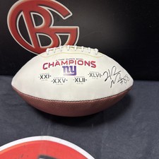 Hakeem Nicks Autographed New York Giants Super Bowl White Panel Football Beckett