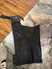Harley Davidson Leather Motorcycle Chaps XL Black Made in USA Biker Riding