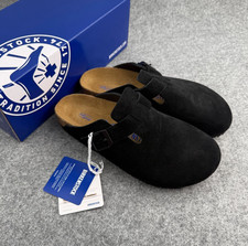 Birkenstock Boston Soft Footbed Clogs in Black Suede Leather   Unisex US 6-12 