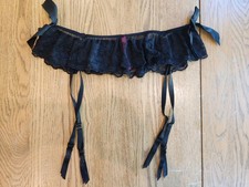 Black Lace Garter Belt with Satin Bows
