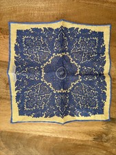 NWT ROBERT JENSEN Pocket Square Handkerchief 100 Linen Yellow  Blue Made Italy