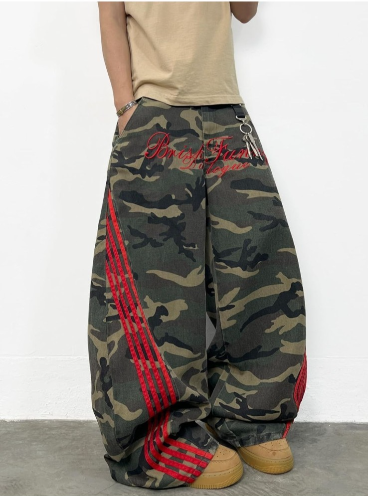 Y2K Camo Baggy Cargo Pants Streetwear Cyber Grunge Wide Leg