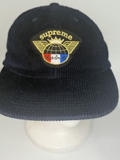 Supreme " F Em All" Corduroy Snapback Cap – Navy Blue – Made in USA