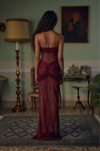 Robe maxi bordeaux « The Starlite » MIRROR PALAIS 1370€ taille S - Photo 4 sur 9