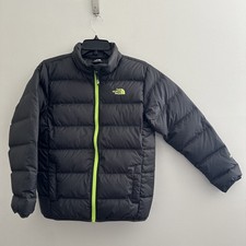 The North Face Down Puffer Jacket Boys Size L Gray/Green 550 Fill Excellent