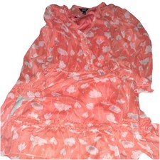 Simply Vera Vera Wang Coral Floral Maxi Dress Long Sleeve XXL V-Neck Ruffle