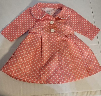 Bonnie Jean 12M Pink White Polkadot Dress CoaT Bows Toddler Infant