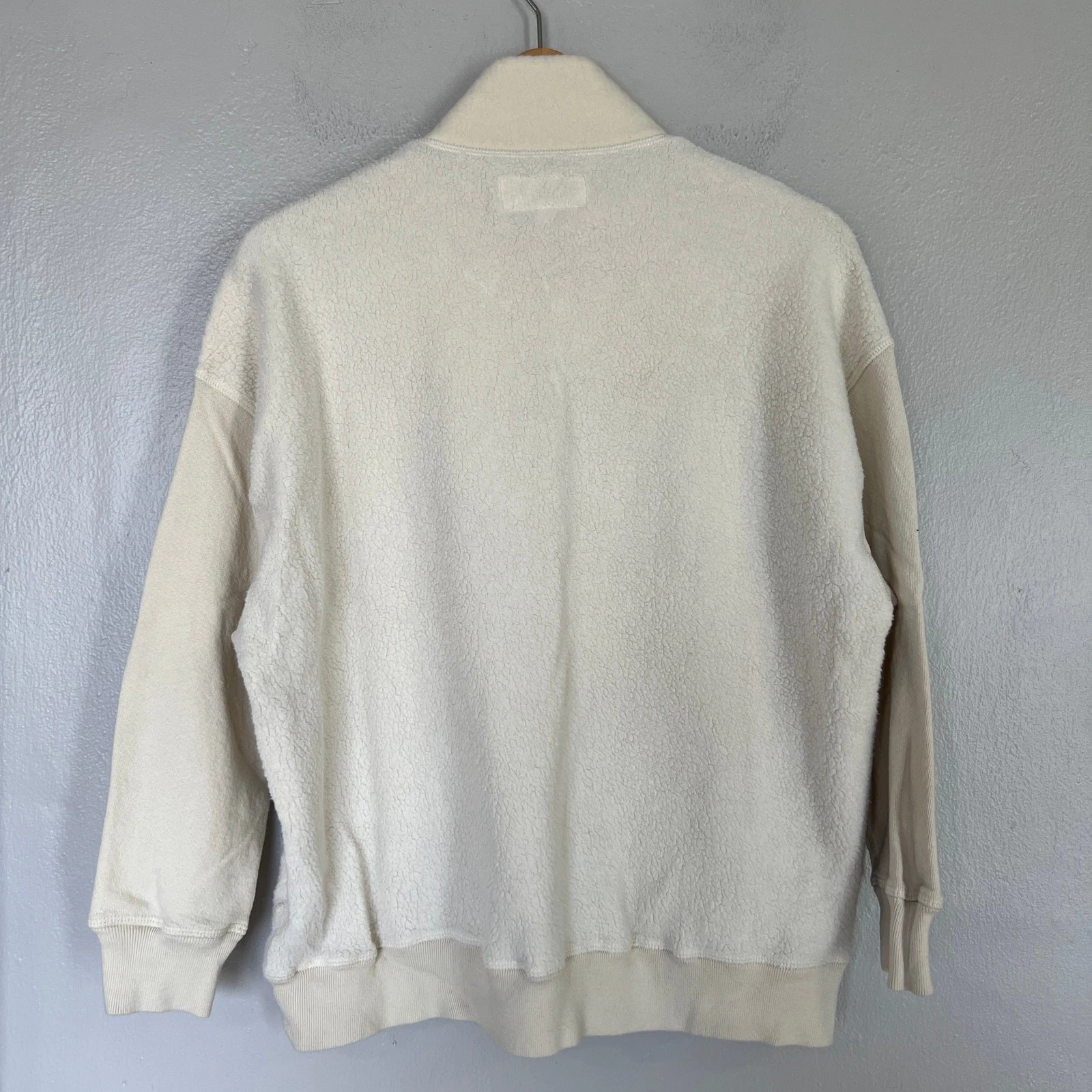 OFF WHITE Il Grande. Felpa The Slouch panna tecnica mista pullover mezza zip taglia 0 XS