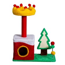 29.5in Christmas Themed Plush Cat Tree Multi-level Cat Tower with Cat Condo