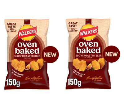 Walkers Slow Roasted Beef Oven Baked Sharing Crisps 150g PACK OF 2