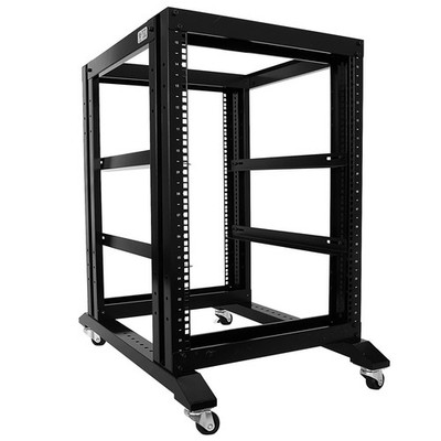 Raising Electronics Server Rack Open Frame 4 15U-24''Depth, Black-15U
