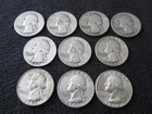 Lot of  10 Washington Silver Quarters
