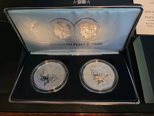 2024 S Morgan & Peace Dollar Reverse Proof Set- 24XS -OGP/COA