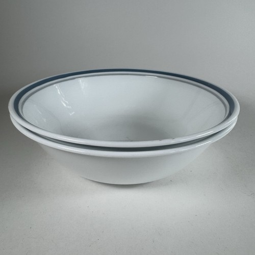 Corelle Vintage Indigo Slate Blue Grey Stripe 8.5" Serving Dish Bowl Set Of 2 - Picture 14 of 15
