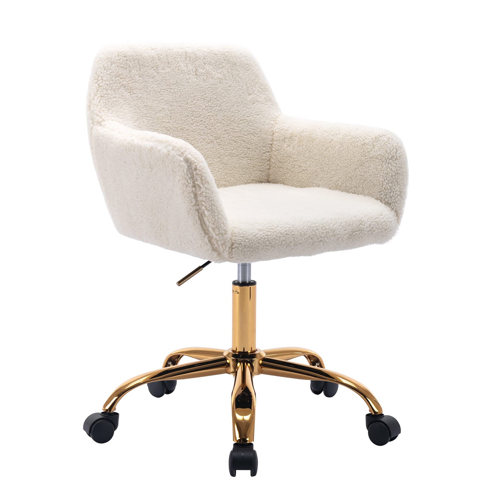, Comfy Swivel Armchair With Wheels, Upholstered Fu...