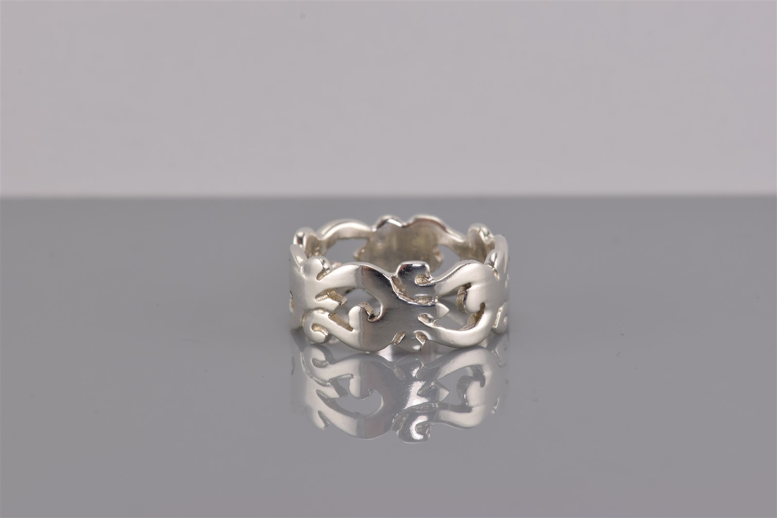 Sterling Silver Scroll Patterned Openwork Flat Si… - image 4