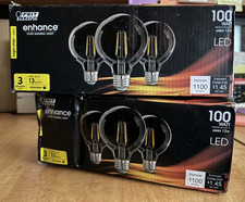FEIT 12W 100W Rplcmnt Soft White 3000K E26 Base G25 Dimmable Filament LED 6-pk