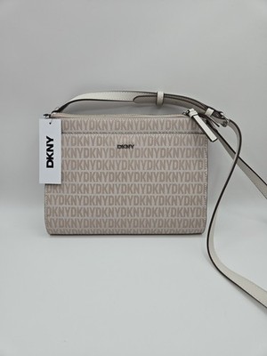 DKNY'' BRYANT PARK'' Double Zip Crossbody Bag Cream/Tan NWT 