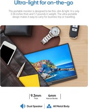 16.1'' 144Hz Portable Gaming Monitor, 106% sRGB 1080P FHD HDR, Ultra Slim 5