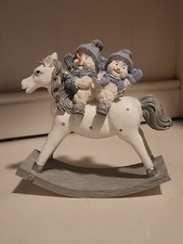Snow Buddies Figurine RIDE EM BUDDIES Rocking Horse Snowmen Winter in Box 1999