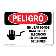 Do Not Operate Within 10 Ft. Spanish ANSI Danger Sign Metal Plastic Decal